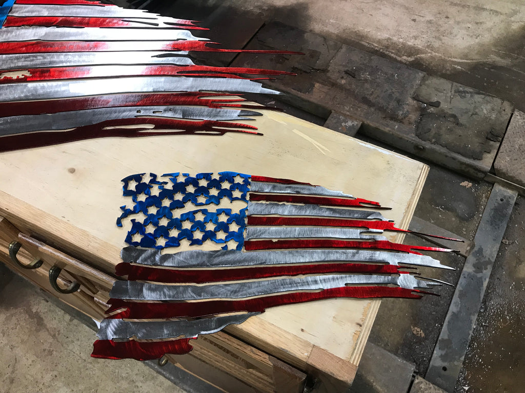 Small American Flags painted 18” x 10”