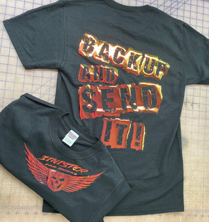Color shifting “Back Up and Send it” shirts